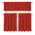 Christmas Snowflakes And Stars Print 3 Piece Kitchen Curtains