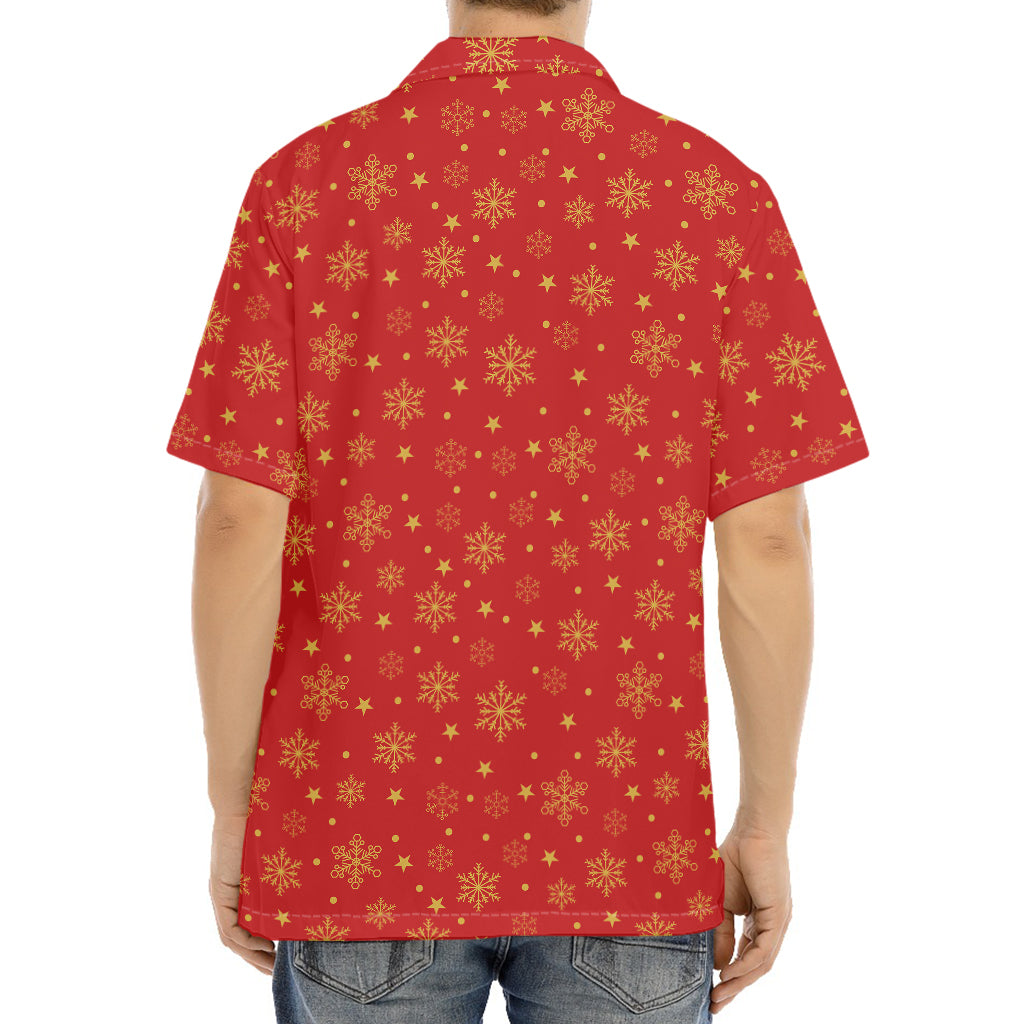 Christmas Snowflakes And Stars Print Aloha Shirt