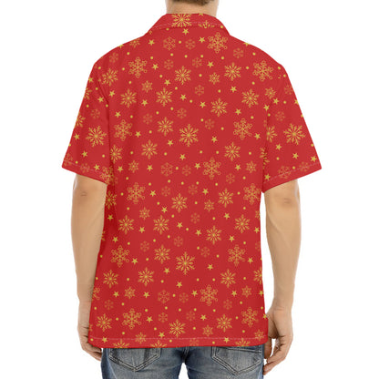 Christmas Snowflakes And Stars Print Aloha Shirt