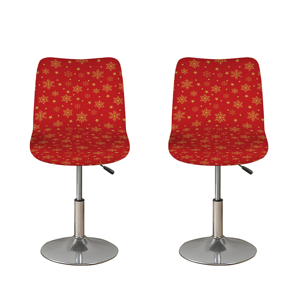 Christmas Snowflakes And Stars Print Bar Stool Covers