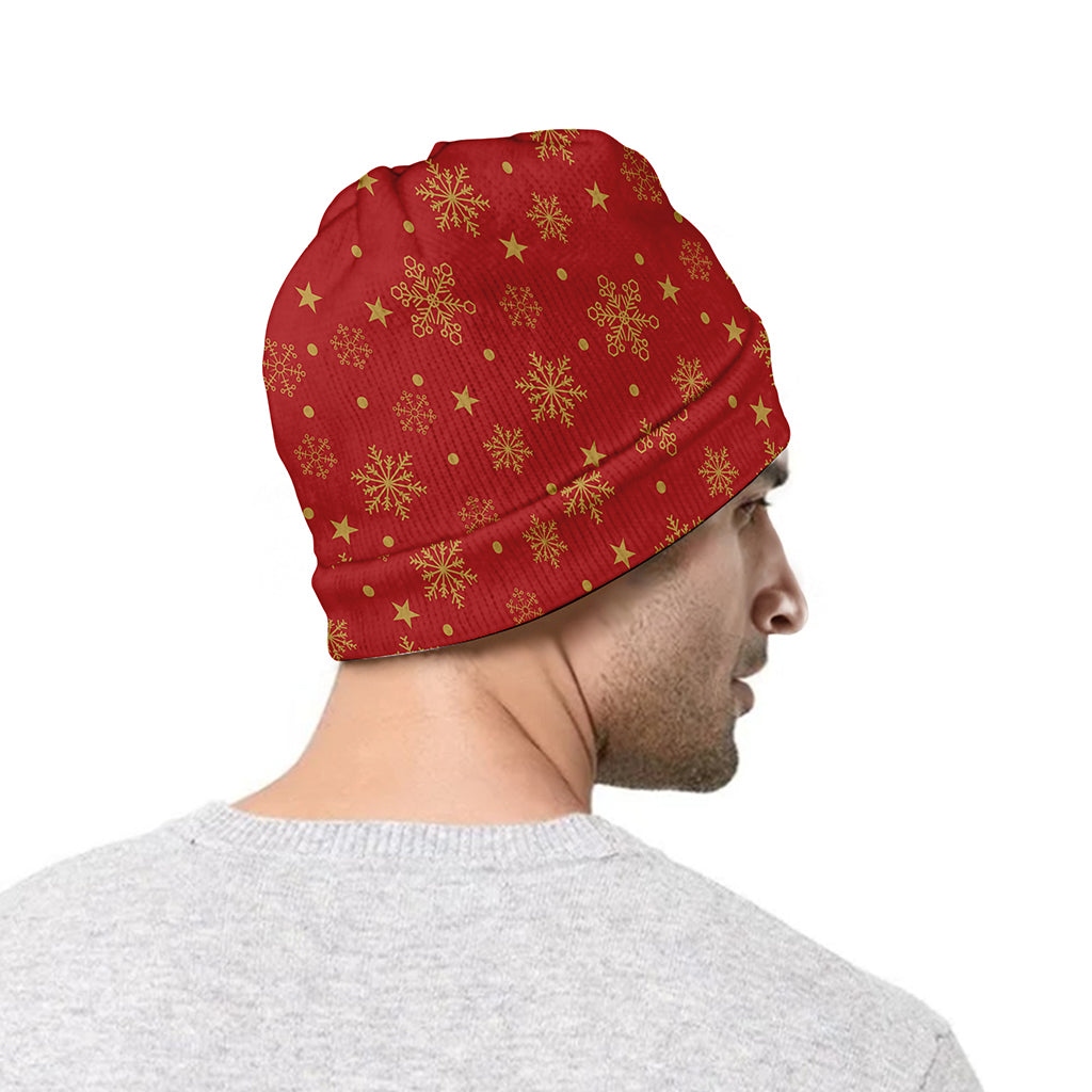 Christmas Snowflakes And Stars Print Beanie