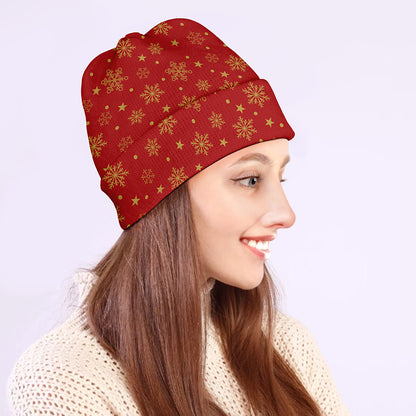Christmas Snowflakes And Stars Print Beanie