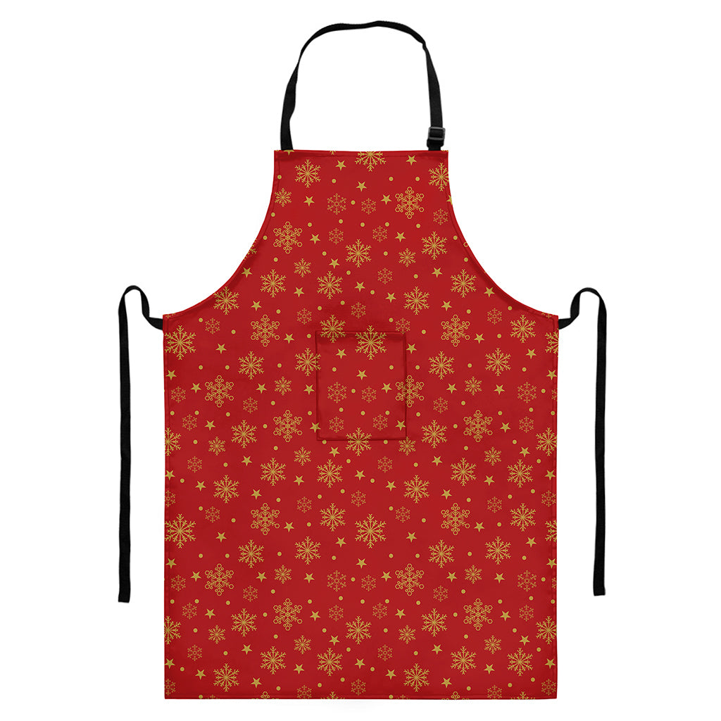 Christmas Snowflakes And Stars Print Bib Apron With Pocket