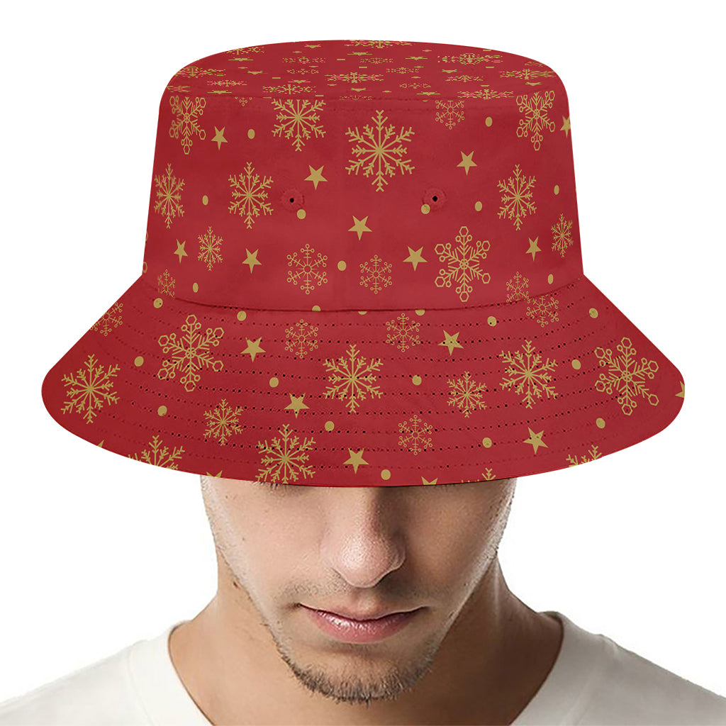 Christmas Snowflakes And Stars Print Bucket Hat