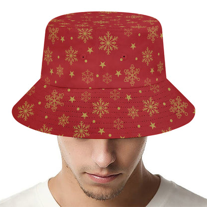 Christmas Snowflakes And Stars Print Bucket Hat