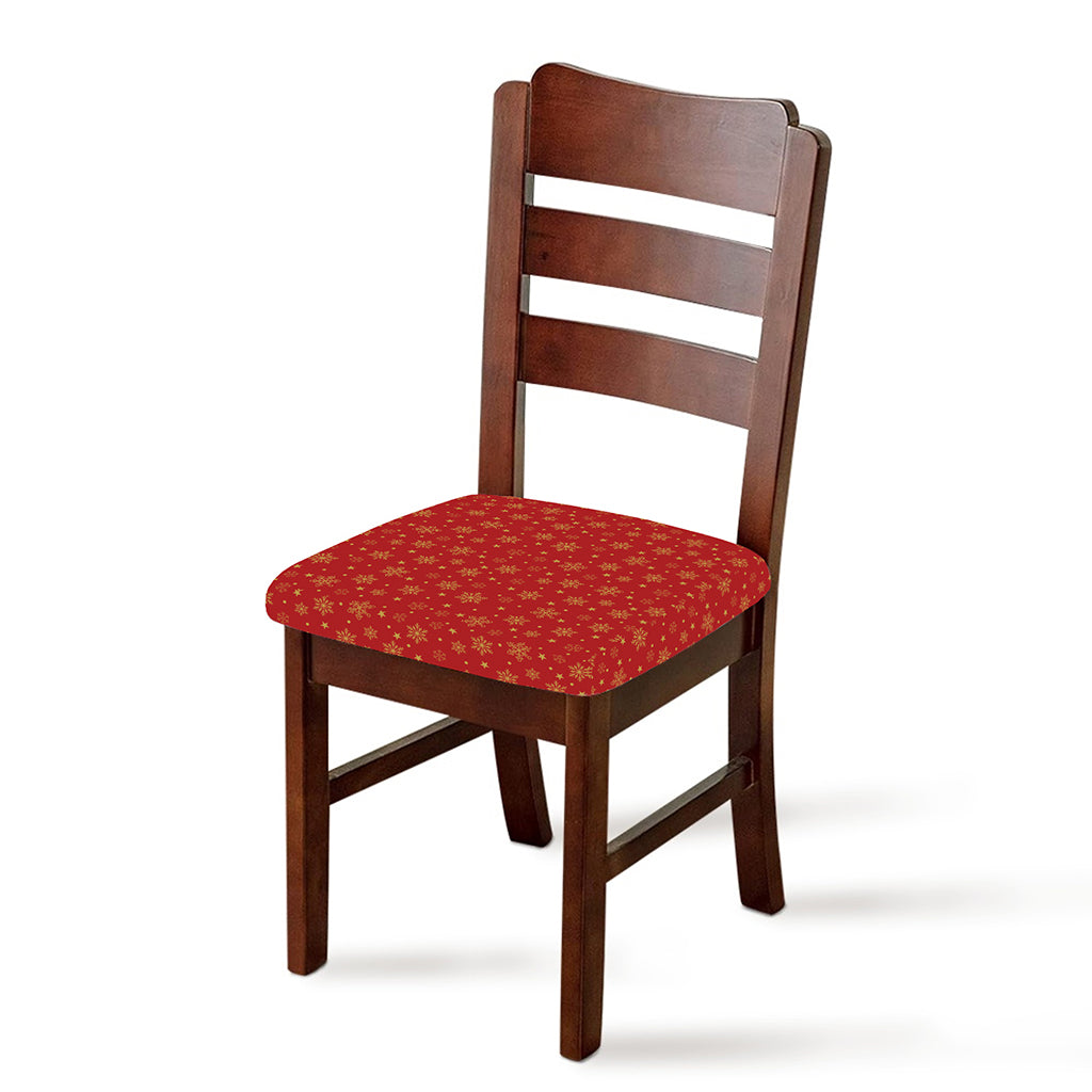 Christmas Snowflakes And Stars Print Chair Cushion Cover