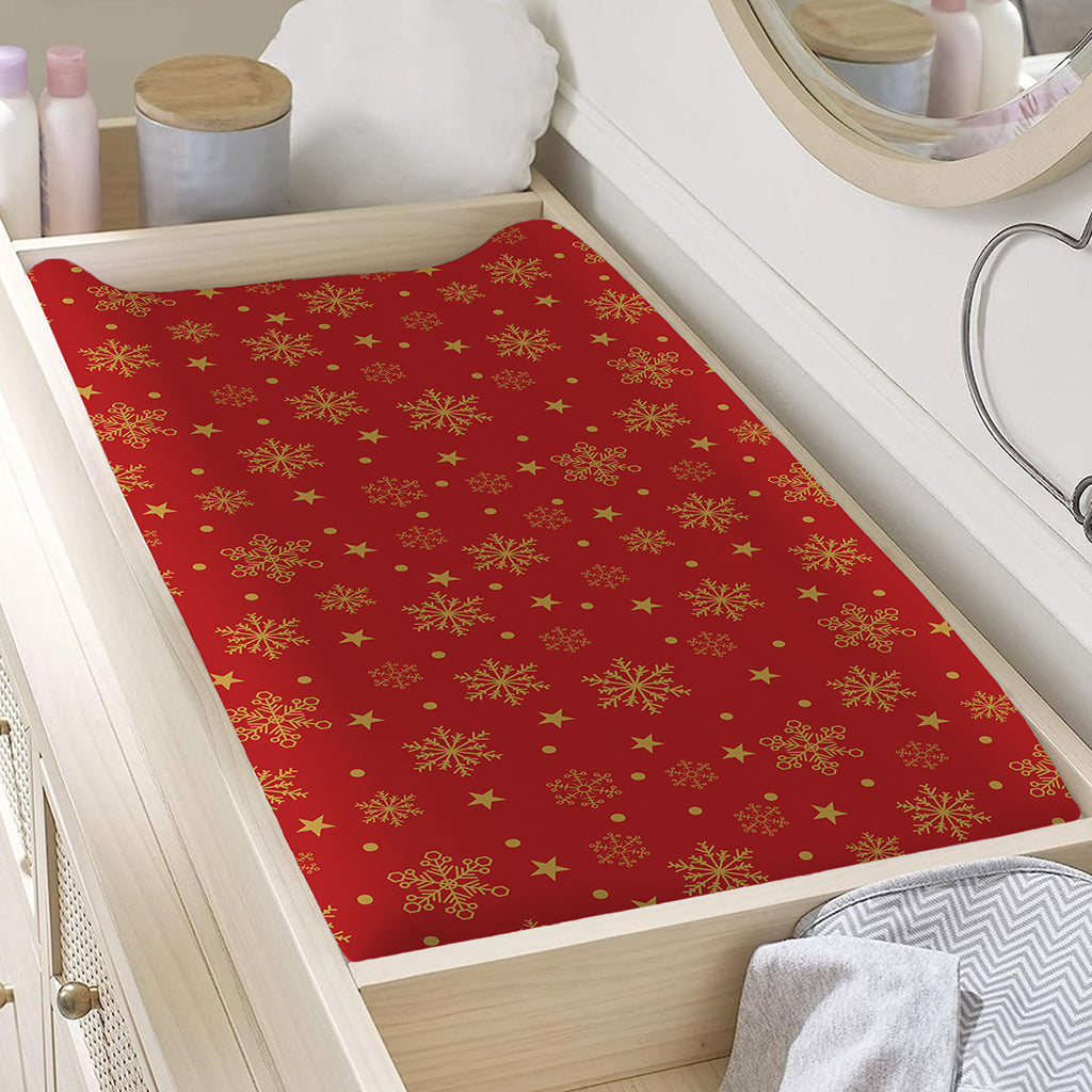 Christmas Snowflakes And Stars Print Changing Pad Cover