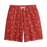 Christmas Snowflakes And Stars Print Cotton Shorts
