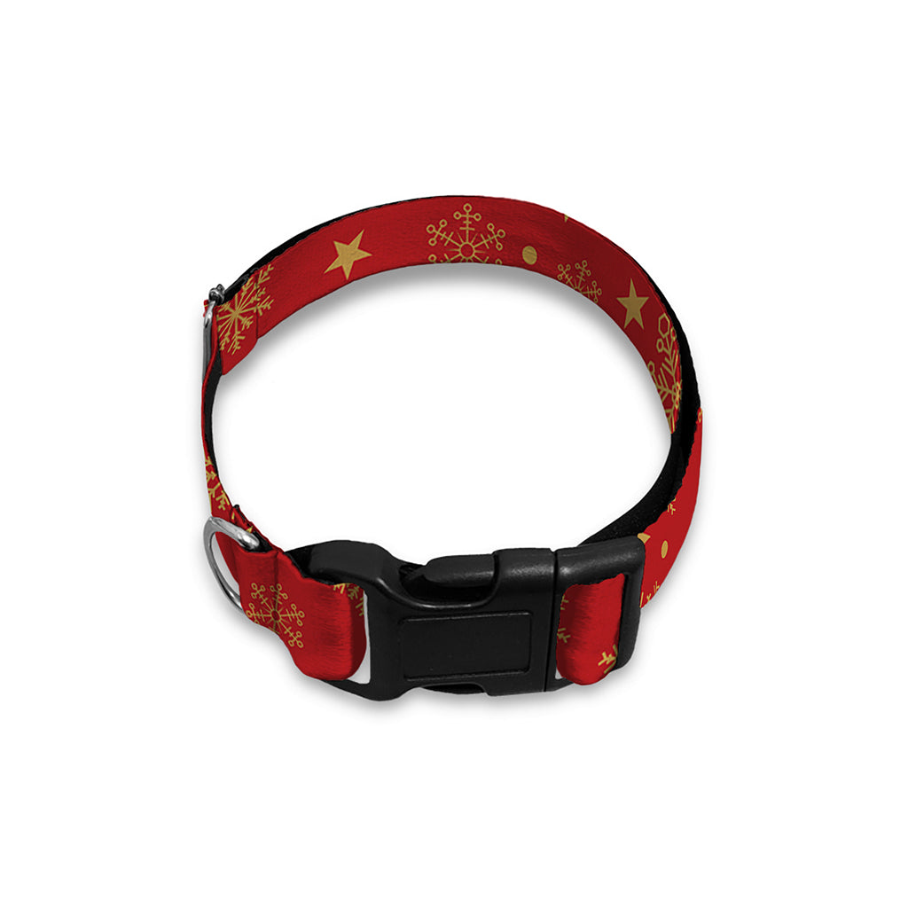 Christmas Snowflakes And Stars Print Dog Collar