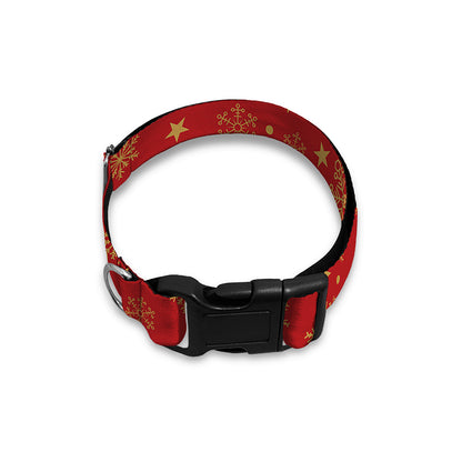 Christmas Snowflakes And Stars Print Dog Collar