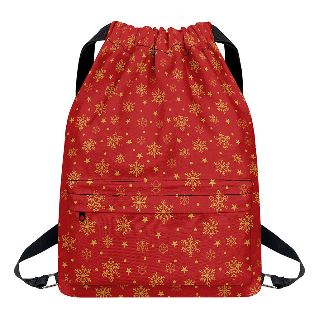 Christmas Snowflakes And Stars Print Drawstring Backpack