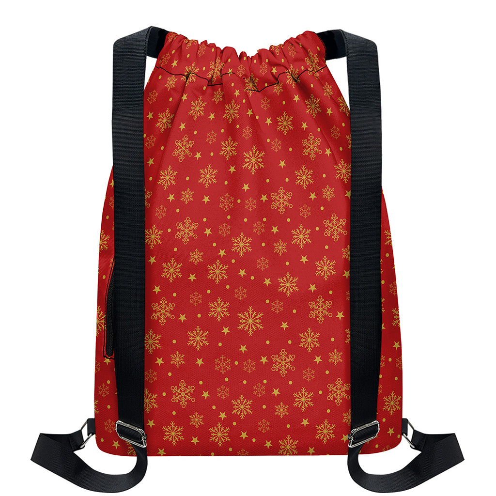 Christmas Snowflakes And Stars Print Drawstring Backpack