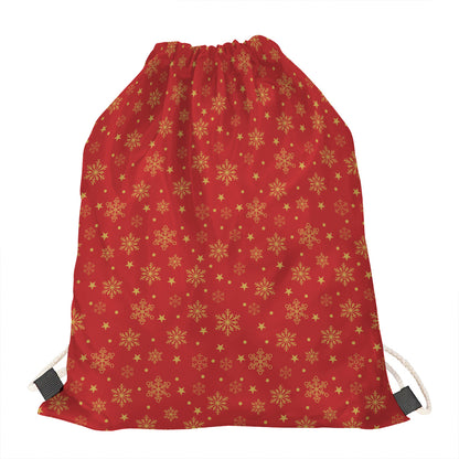 Christmas Snowflakes And Stars Print Drawstring Bag