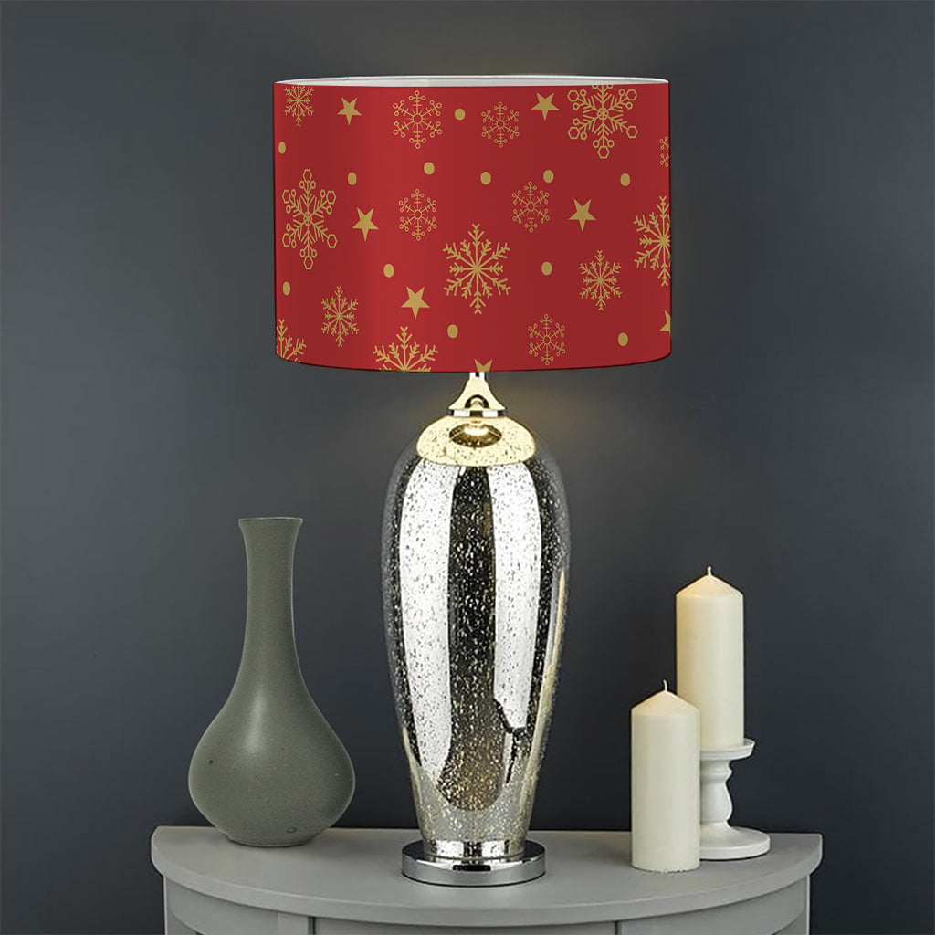 Christmas Snowflakes And Stars Print Drum Lamp Shade