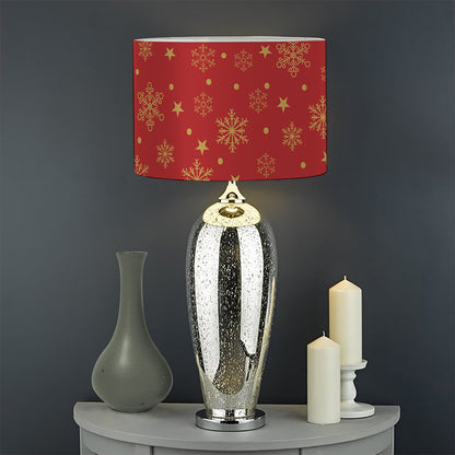 Christmas Snowflakes And Stars Print Drum Lamp Shade