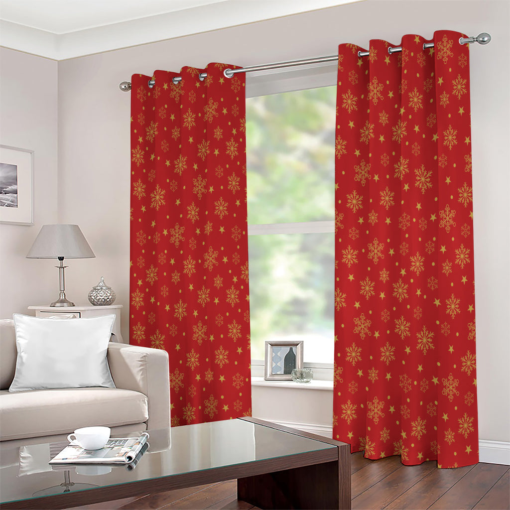 Christmas Snowflakes And Stars Print Extra Wide Grommet Curtains