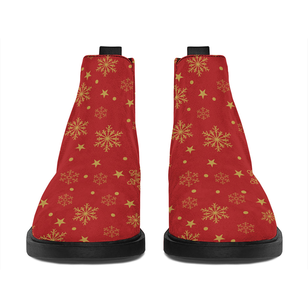 Christmas Snowflakes And Stars Print Flat Ankle Boots
