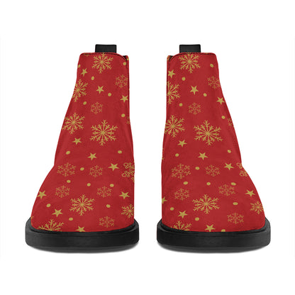 Christmas Snowflakes And Stars Print Flat Ankle Boots