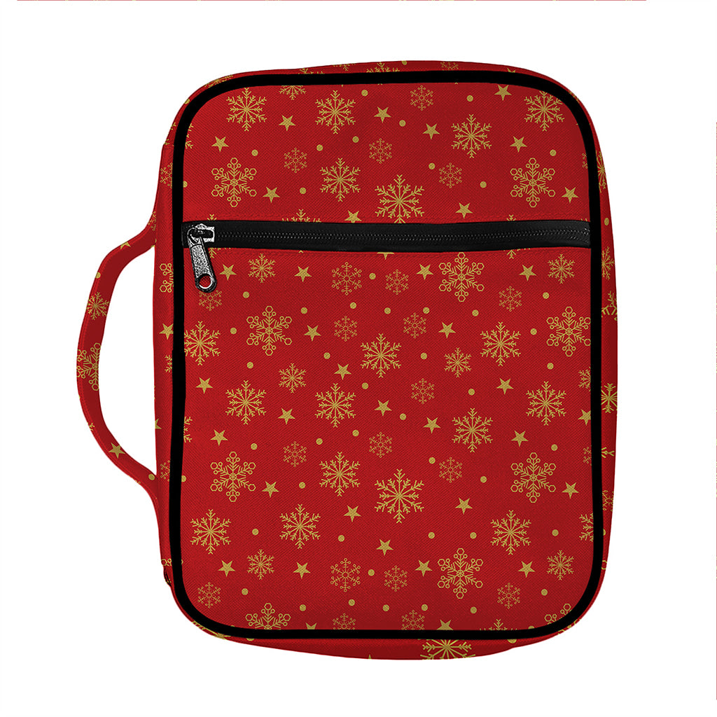 Christmas Snowflakes And Stars Print Front Pocket Bible Bag