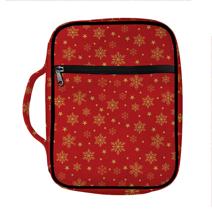 Christmas Snowflakes And Stars Print Front Pocket Bible Bag