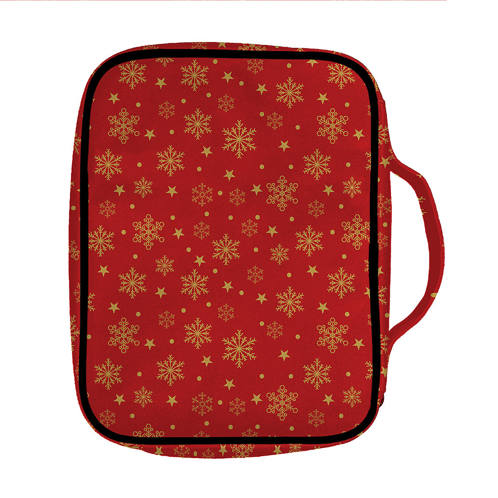 Christmas Snowflakes And Stars Print Front Pocket Bible Bag