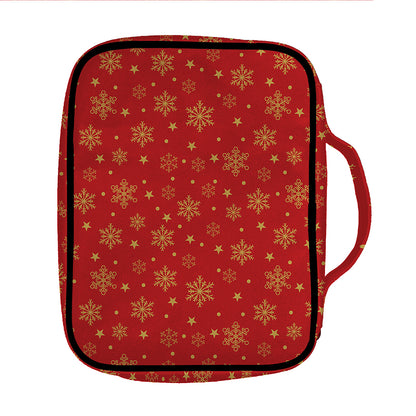 Christmas Snowflakes And Stars Print Front Pocket Bible Bag