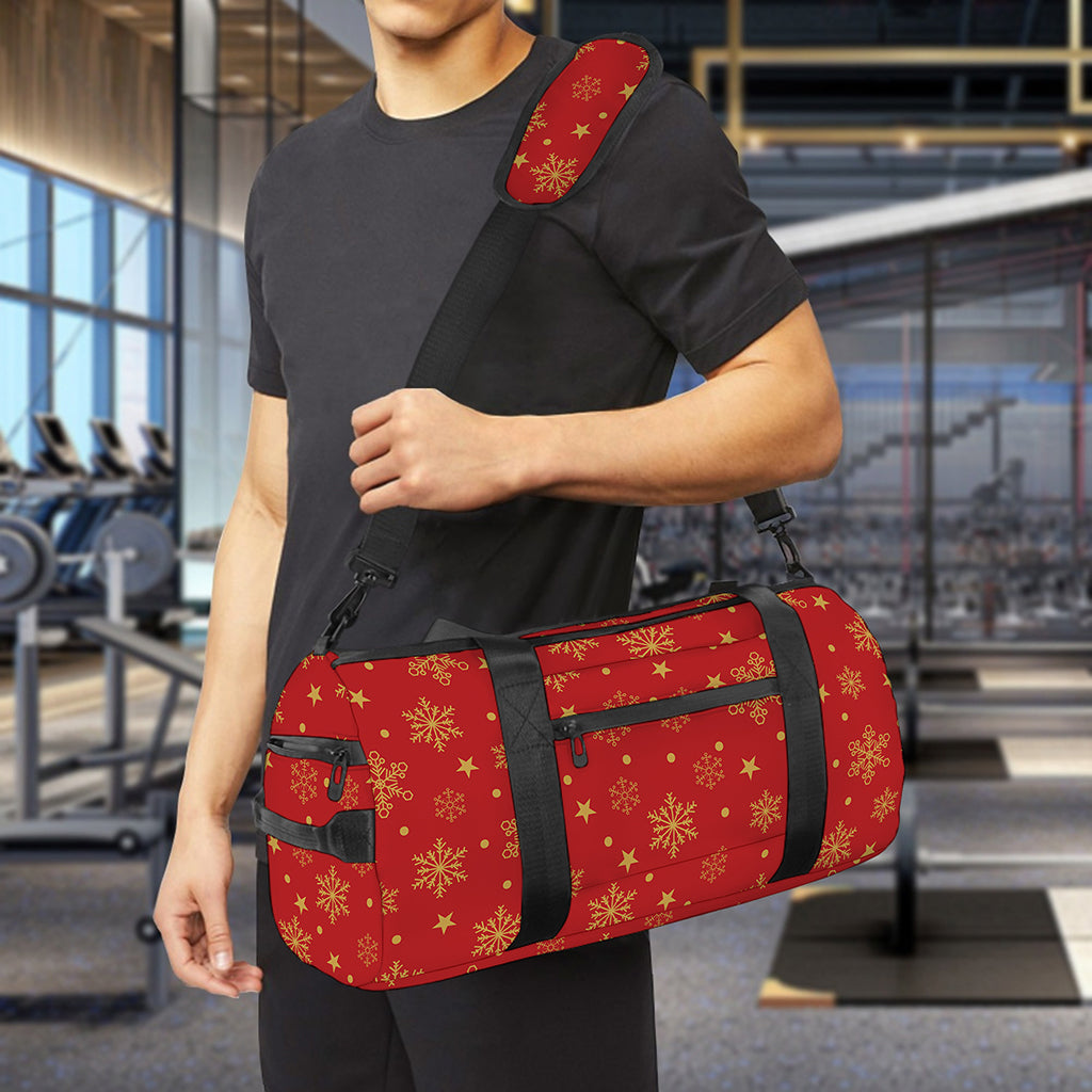 Christmas Snowflakes And Stars Print Gym Bag