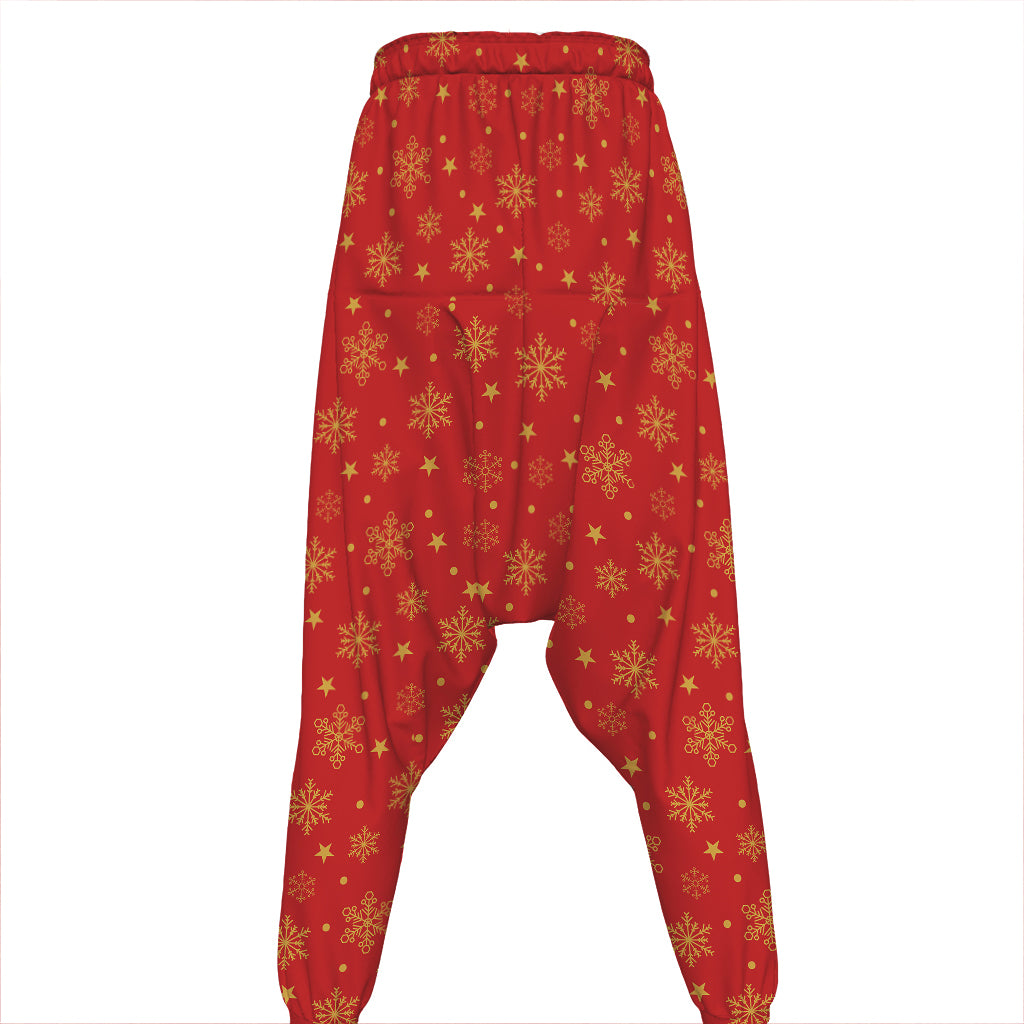 Christmas Snowflakes And Stars Print Hammer Pants