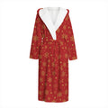 Christmas Snowflakes And Stars Print Hooded Bathrobe