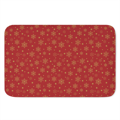 Christmas Snowflakes And Stars Print Indoor Door Mat