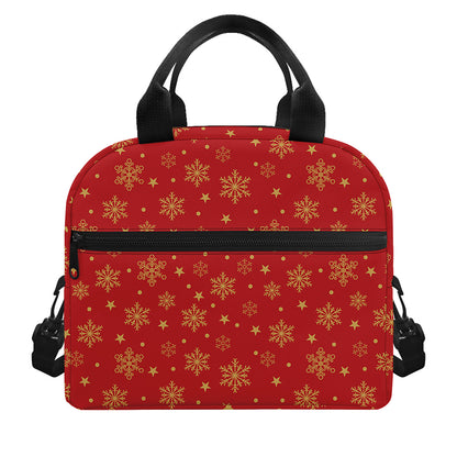 Christmas Snowflakes And Stars Print Insulated Lunch Bag
