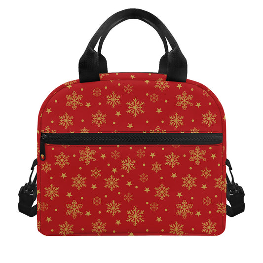 Christmas Snowflakes And Stars Print Insulated Lunch Bag