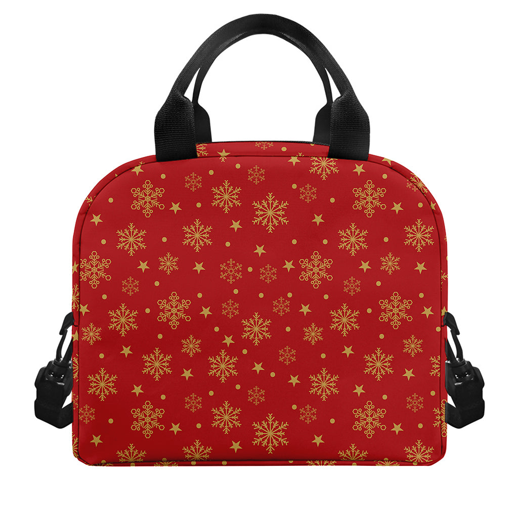 Christmas Snowflakes And Stars Print Insulated Lunch Bag