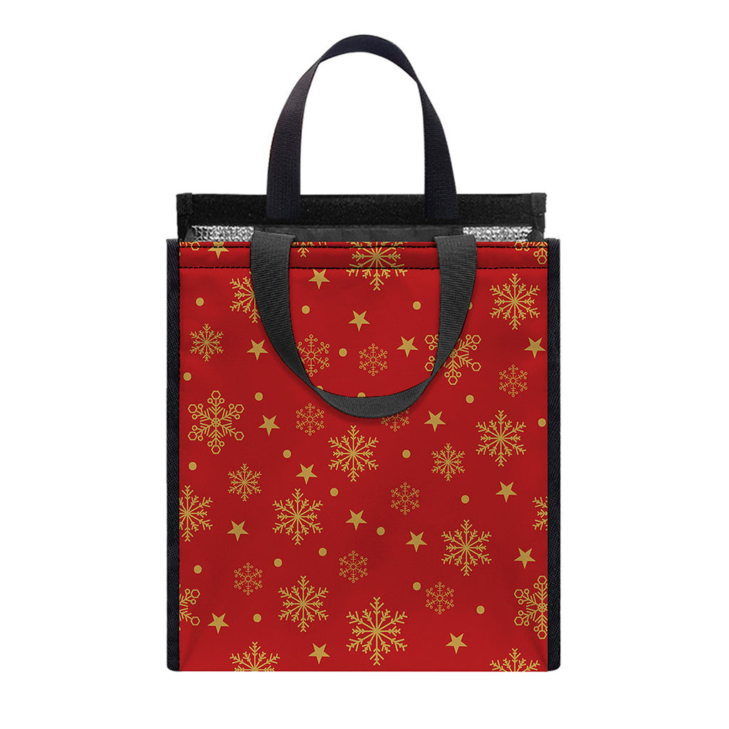 Christmas Snowflakes And Stars Print Insulated Lunch Tote