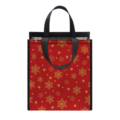 Christmas Snowflakes And Stars Print Insulated Lunch Tote