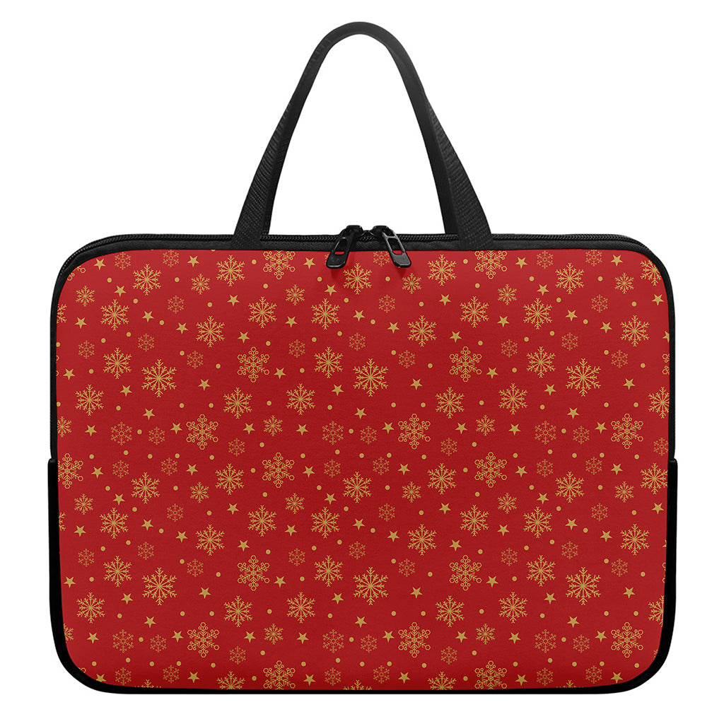 Christmas Snowflakes And Stars Print Laptop Sleeve With Handle