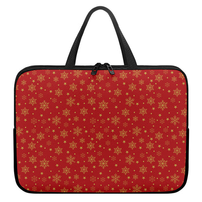 Christmas Snowflakes And Stars Print Laptop Sleeve With Handle