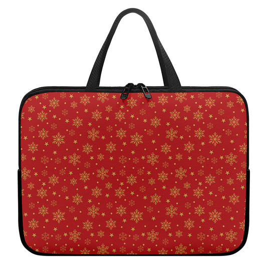 Christmas Snowflakes And Stars Print Laptop Sleeve With Handle