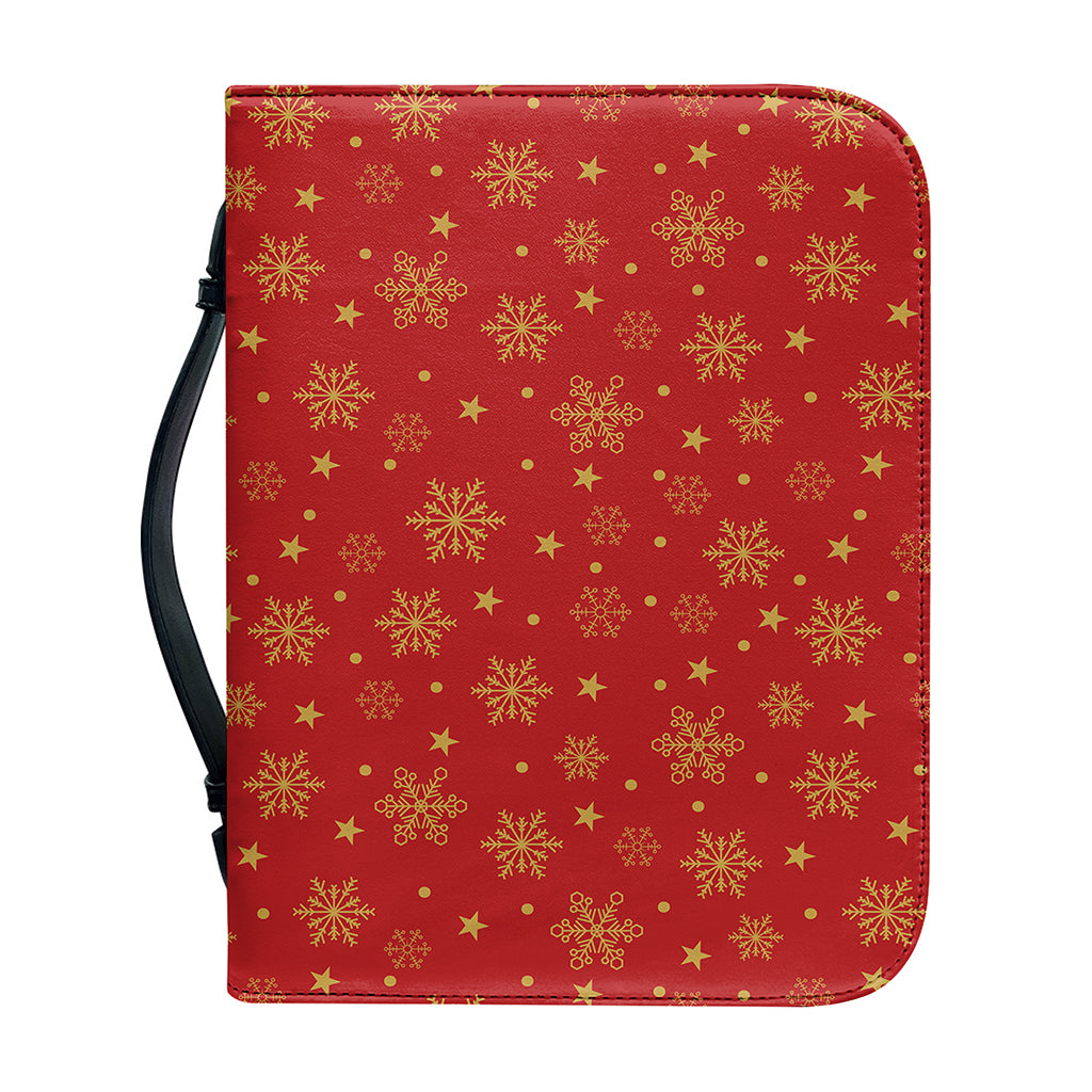 Christmas Snowflakes And Stars Print Leather Bible Cover