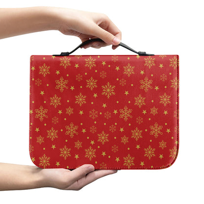 Christmas Snowflakes And Stars Print Leather Bible Cover