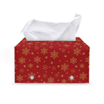 Christmas Snowflakes And Stars Print Leather Tissue Box Cover