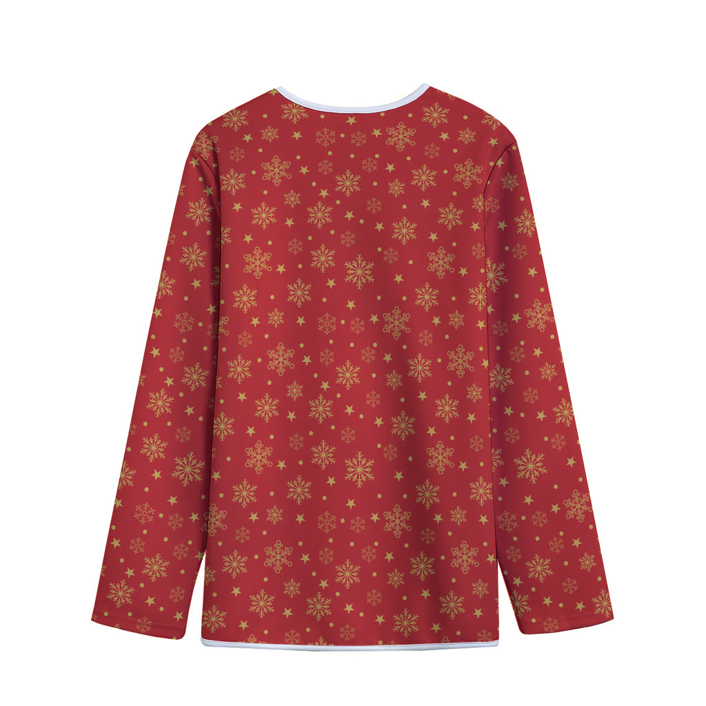 Christmas Snowflakes And Stars Print Long Sleeve Short Coat