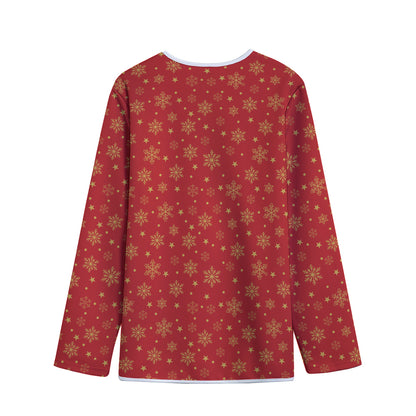 Christmas Snowflakes And Stars Print Long Sleeve Short Coat