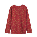Christmas Snowflakes And Stars Print Long Sleeve Short Coat