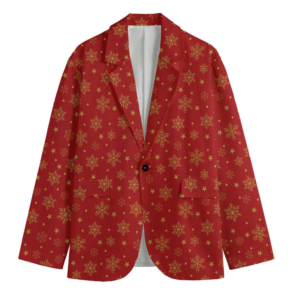 Christmas Snowflakes And Stars Print Men's Blazer