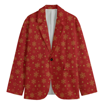 Christmas Snowflakes And Stars Print Men's Blazer