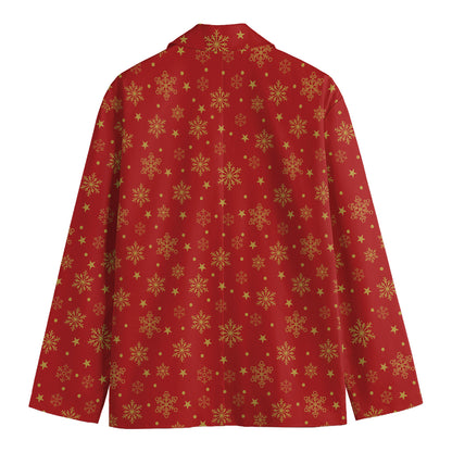 Christmas Snowflakes And Stars Print Men's Blazer