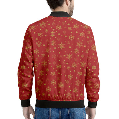 Christmas Snowflakes And Stars Print Men's Bomber Jacket