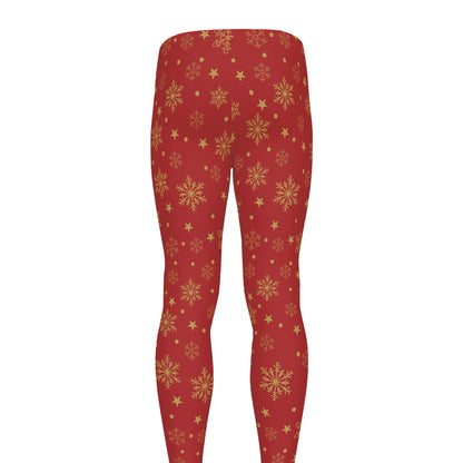 Christmas Snowflakes And Stars Print Men's leggings