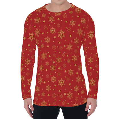 Christmas Snowflakes And Stars Print Men's Long Sleeve T-Shirt